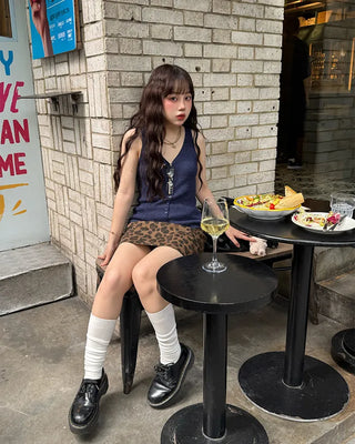 V-neck button-up knit vest