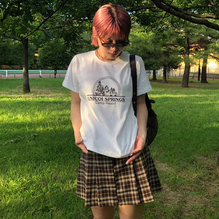 Printed cropped short-sleeved T-shirt