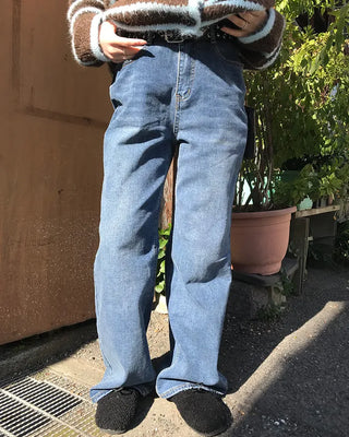 Straight denim pants