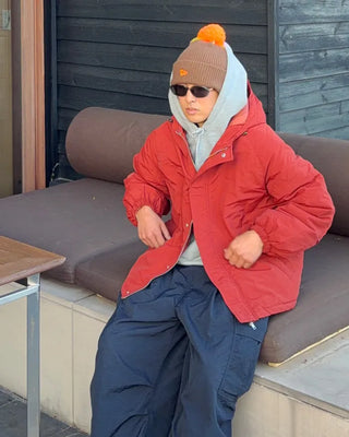 Oversized hooded down jacket