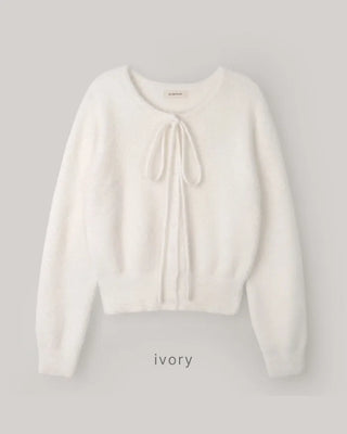 (4 colors) Ribbon Strap Fur Cardigan