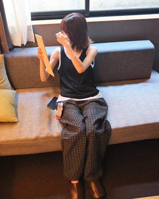 Checked Banding Pants