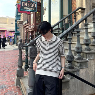 Color Button Border Knit