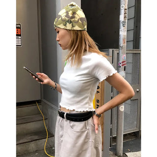 Cropped Frill Half-Sleeve T-Shirt