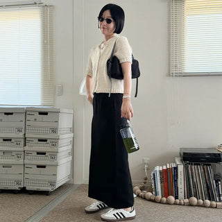 Short-sleeved knit cardigan