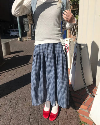 Vintage check midi skirt
