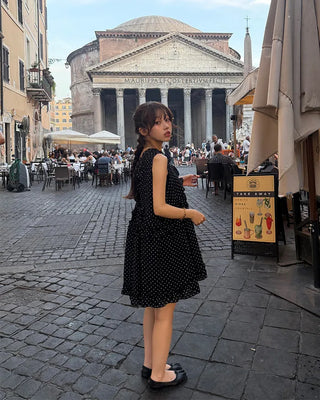 Polka dot tiered mini dress
