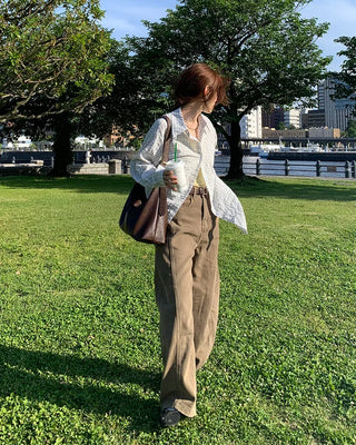 Wide-leg collar pants