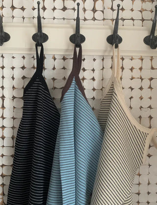 Waffle stripe sleeveless top (3c)