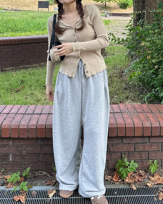 Side-tuck wide sweatpants
