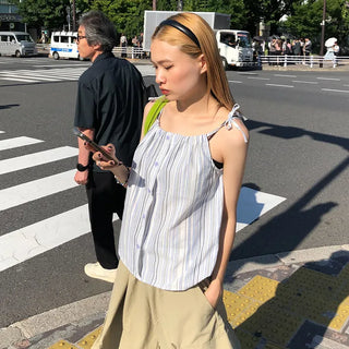 Striped button camisole