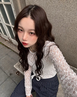 Lace long-sleeve T-shirt