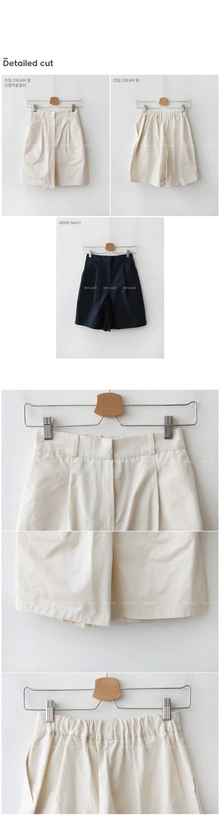 Double pintuck cotton shorts