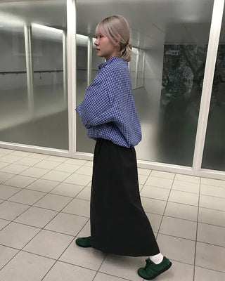 Gingham check half-zip pullover