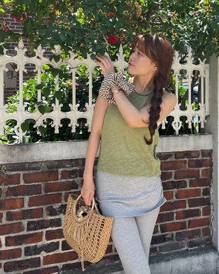 Halter neck knit tank top