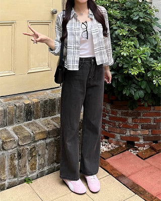 Checked cropped shirt