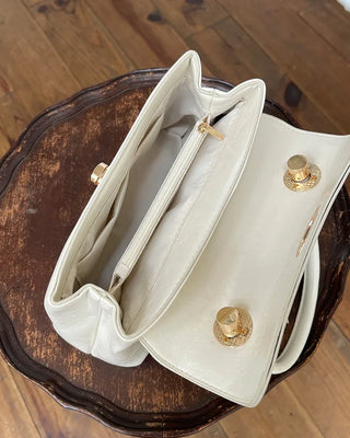 Square top handle tote bag