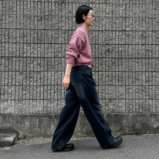 Striped ribbed denim pants