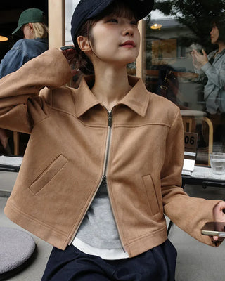 Suede cropped jacket