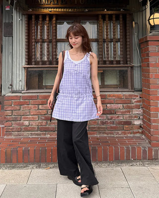 String Check Camisole Mini Dress