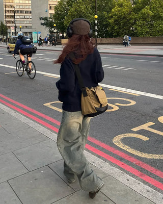 Wide denim pants