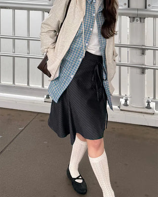 Striped midi skirt