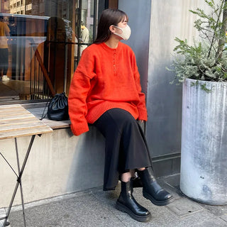 Button-up oversized knit