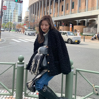V-neck boa jacket
