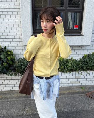 Short crew neck cardigan