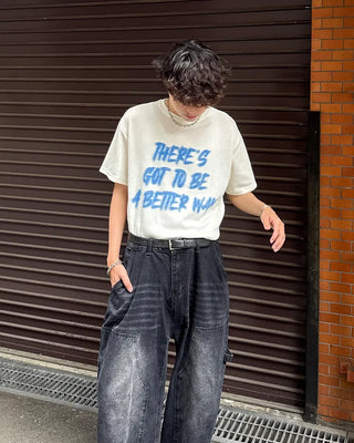 (Unisex) Marker Lettering Knit Half T-Shirt