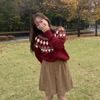 Round neck jacquard knit