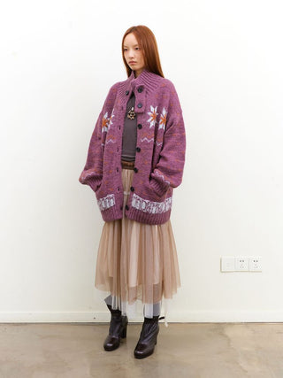 [NeverSeez] Fair Isle Wool Blend Cardigan