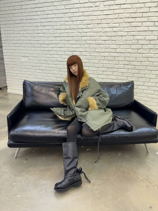 [NeverSeez] Fur Collar Oversized Parka Coat