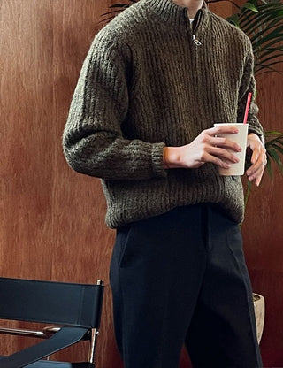 Smooth Mohair Zip-Up Knit (YKK)