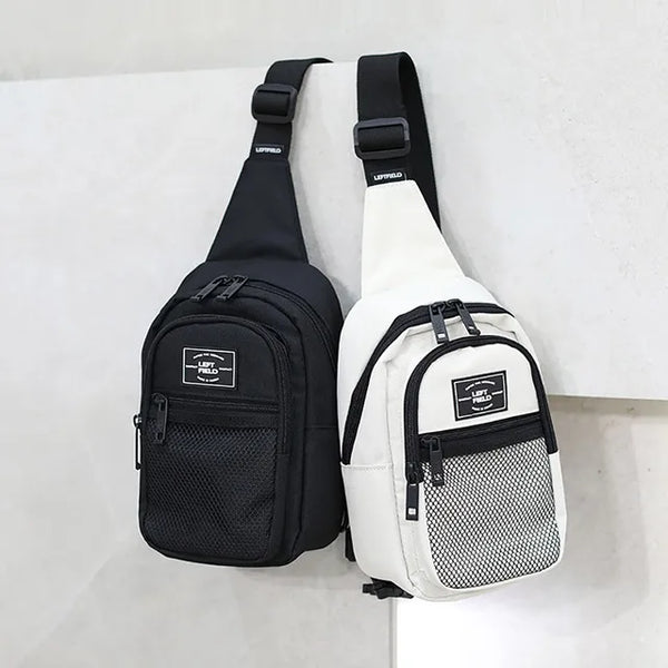 Canvas Mesh Pocket Sling Messenger Bag