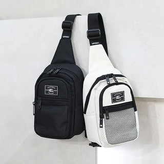 Canvas Mesh Pocket Sling Messenger Bag