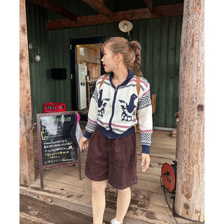 Two-pleat corduroy shorts