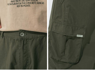 [Monterest] Washed Cotton Cropped Cargo Shorts