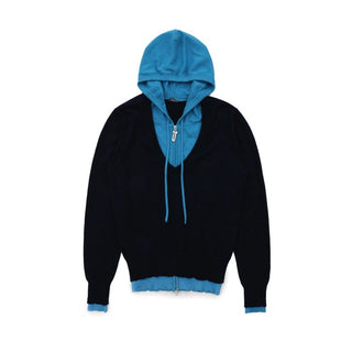 [Moromoro2] Patchwork Distressed Layered Hooded  Sweater