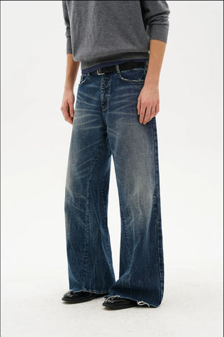 [MASONPRINCE] Deconstructed Whisker Micro Flare Jeans