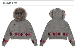 [Moromoro2] Gray Pink Diamond Cardigan