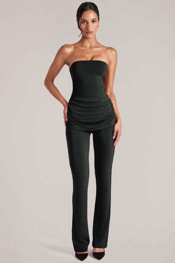 Mid-Rise Fitted Trousers  in Black