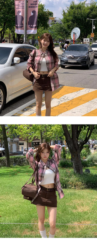 Strawberry Check Pink Shirt - 1 color