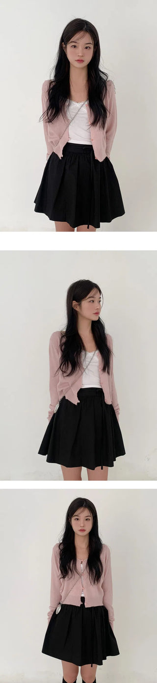 Yuzu 4-button cherry blossom cardigan - 4 colors