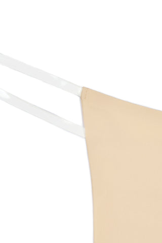 Seamless Knit Clear Strap Thong in Warm Peach