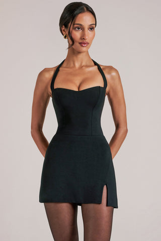 Longline Halterneck Top  in Black