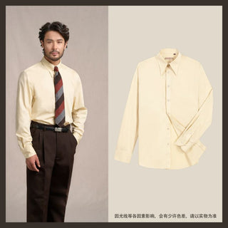 [CULTUM] 1930s Long Point Collar Cotton Shirt