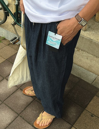 [Cooling Denim] Wide Elastic Waist Pants (3 colors, S~2XL)