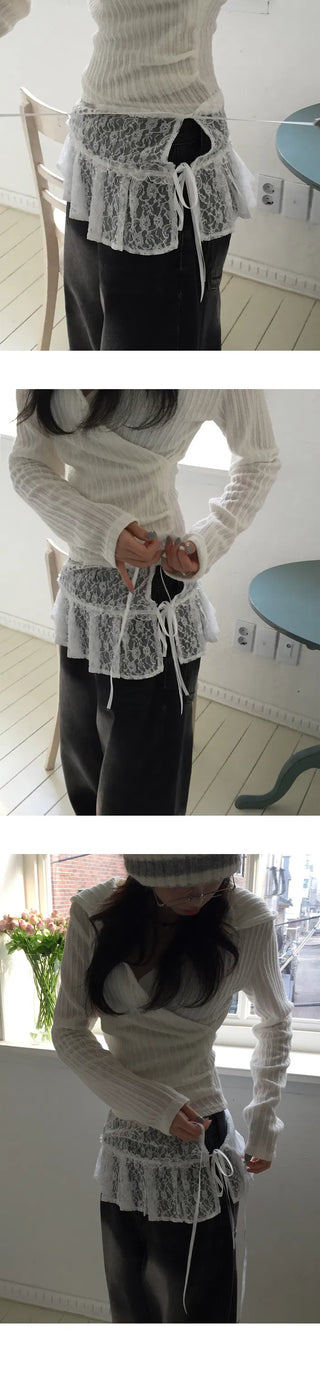 Finga Lace Pleated Wrap Layered Sk