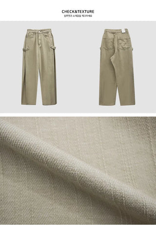 Linen side pintuck button wide long pants - 2 colors